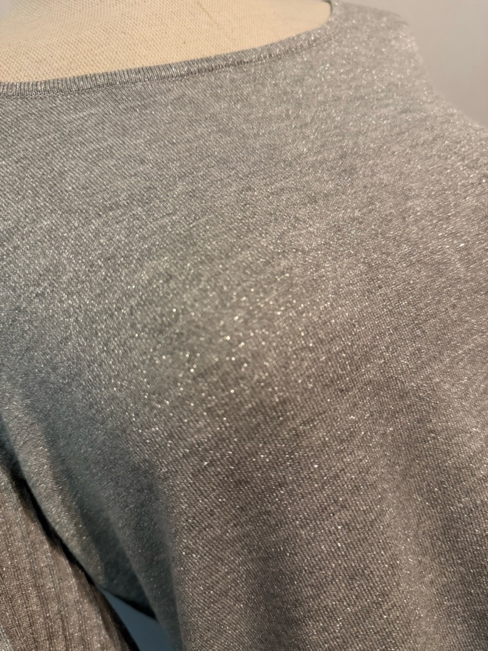 Talbots Gray Ribbed Sleeve Sweatshirt - Picture 4 of 12